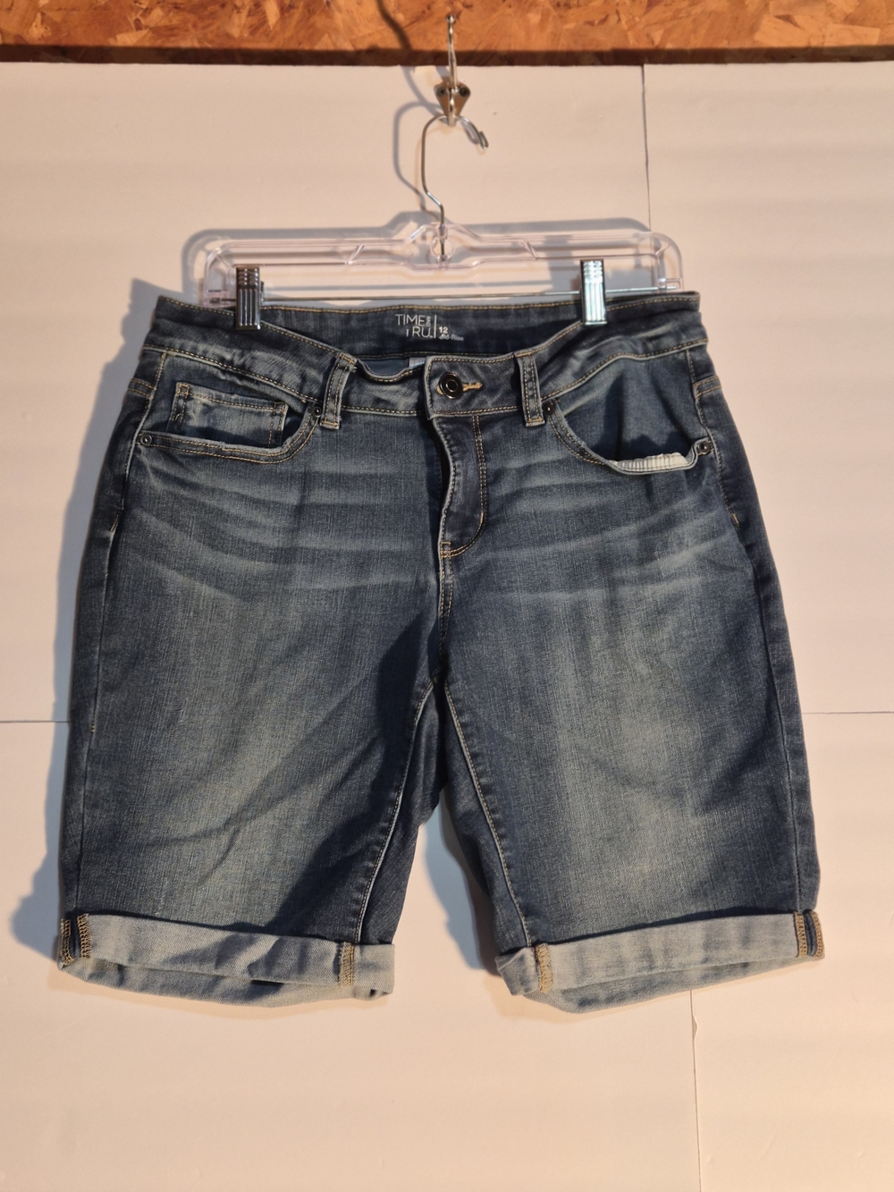 Time and Tru Medium Blue Cuffed Denim Shorts
